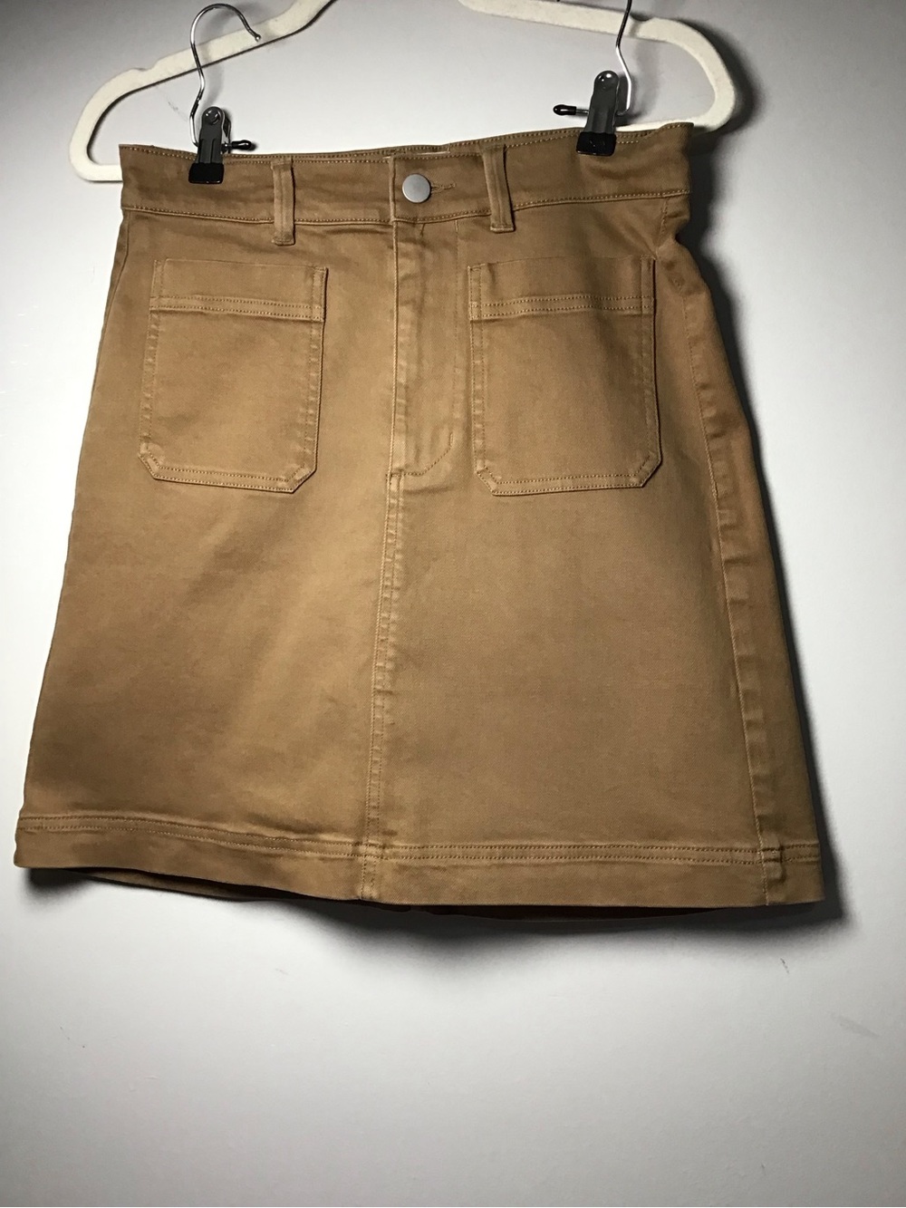 Everlane Mini A-Line Skirt with Front Patch Pockets Brown Sz 6